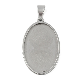 201 Stainless Steel Pendant Cabochon Settings, Oval Charms