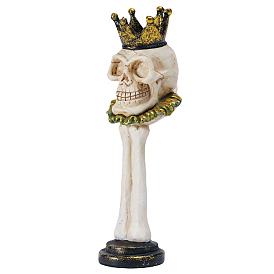 Halloween Theme Resin Candle Holders, Round Tealight Candlesticks, Skull with Crown Shape