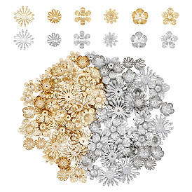 120 шт. 12 стили 304 колпачки для бусин из нержавеющей стали, цветок