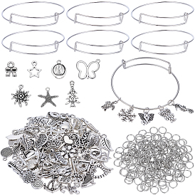 Наборы для изготовления регулируемых и расширяющихся железных браслетов своими руками, в том числе железные открытые прыжковые кольца, Подвески из сплава в тибетском стиле, выполненные в различных формах