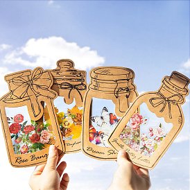 Retro Plant PET Sticker Labels, Self-adhesion, for Suitcase, Skateboard, Refrigerator, Helmet, Mobile Phone Shell