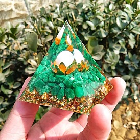 Crystal Ball Chakra Pyramid Ornament Gravel Resin Lotus Flower Crafts Home Office Decoration