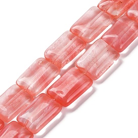 Cherry Quartz Glass Beads Strands, Rectangle