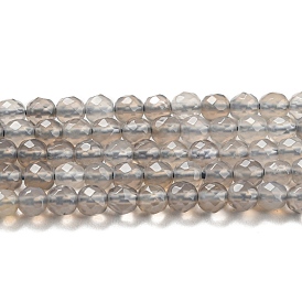 Perles naturelles en agate grise , classe AB +, facette, ronde