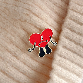 Adorable Red Heart Cartoon Character Alloy Badge for Sweaters and Hats - Versatile Decorative Pin Gift