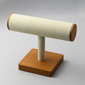 T-Shaped Bar Wood Covered with Microfiber Bracelet Display Stands, Tabletop Bracelet Organizer Holder