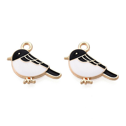 Alloy Charms, with Enamel, Light Gold, Bird
