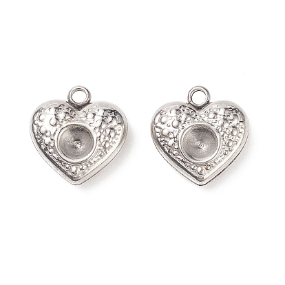 304 Stainless Steel Heart Charms Rhinestone Settings, 13x12x4mm, Hole: 1.5mm, Fit for 4mm Rhinestone