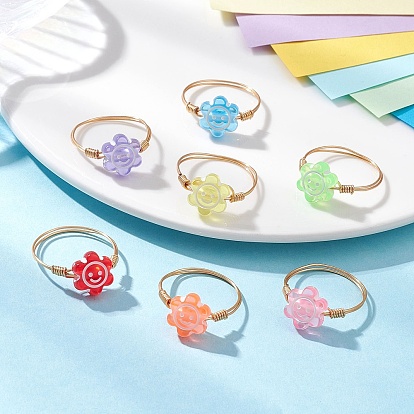 Акриловые кольца с медной проволокой, цветок