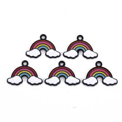 Spray Painted Alloy Enamel Pendants, Cadmium Free & Nickel Free & Lead Free, Rainbow