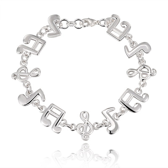 Alloy Musical Note Link Chain Bracelet for Women