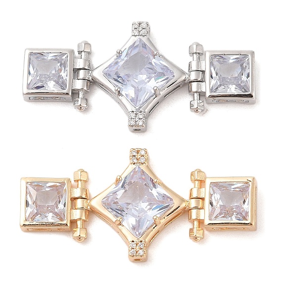 Латунные микропаве прозрачные многонитевые звенья из циркония, без кадмия, без никеля и без свинца, ромбовидные квадратные стеклянные звенья