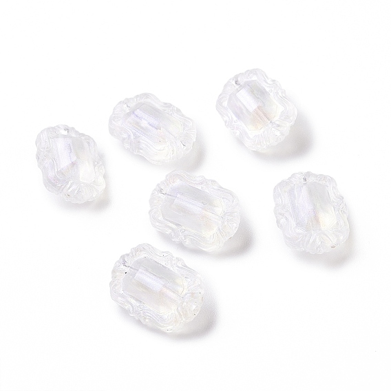Transparent Acrylic Beads, Glitter Beads, Oval