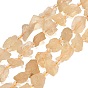 Raw Rough Heated Natural Lemon Quartz Beads Strands, Nuggets, with Seed Beads