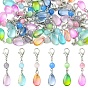 30Pcs 6 Styles Cat Eye Pendant Decorations, with Alloy Lobster Claw Clasps