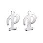 304 Stainless Steel Letter Charms, Letter.P