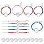 10Pcs 5 Colors Faux Suede Cord Bracelet Making, with 10Pcs Iron Brooch Sieve Findings, Flat Round, Platinum