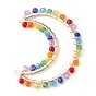 Colorful Glass Beaded Big Pendants, with Brass Finding, Crescent Moon Charms