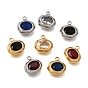 304 Stainless Steel Pave Cubic Zirconia Pendants, Oval Charms