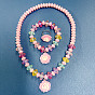 Наборы подвесок, браслетов и колец из смолы и стеклянных бусин., детский набор украшений