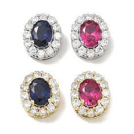 Латунь микро проложить Цирконом застежками, овальные, без свинца и без кадмия, стойки покрытие, долговечный