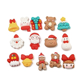 Christmas Theme Opaque Resin Decoden Cabochons, Christmas Tree/Bear/Bell/Girl/Santa Claus/Gingerbread Man/Rabbit/Snowman