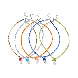 Женские ожерелья с подвесками в виде грибов ручной работы лэмпворк, стекло бисер бисера ожерелья