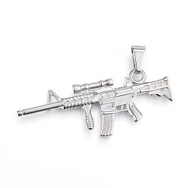 316 Surgical Stainless Steel Big Pendants, Gun/Rifle