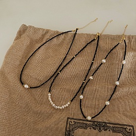 Ожерелья из натурального пресноводного жемчуга с круглыми бусинами для женщин, цветочный белый, золотые