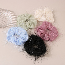Silk Hair Scrunchies with Sheer Mesh Bow - Fairy-like Hair Accessories