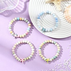 Браслеты из стеклянных и синтетических бирюзовых бусин, растянуть браслеты для девочки