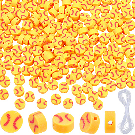 Наборы для изготовления браслетов своими руками, включая плоские круглые бусины из полимерной глины с рисунком в виде бейсбольного мяча., тпу эластичная хрустальная нить