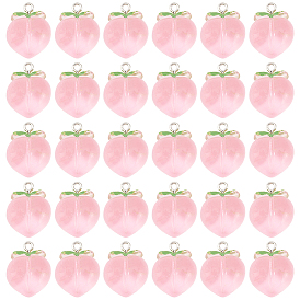 30 подвески из прозрачной смолы, персиковое очарование, с фурнитурой железной платинового оттенка