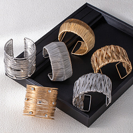 Браслеты-манжеты из железной проволоки, широкие браслеты для женщин