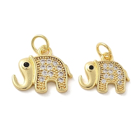 Латунные микро проложить кубического циркония подвески, Слон прелести, без свинца и без кадмия, долговечный, стойки покрытие, с целью перехода в кольце