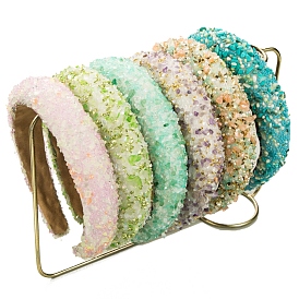 Resin Chip Bead & Pearl Sponge Hair Bands, Wide Hair Accessories for Women Girls