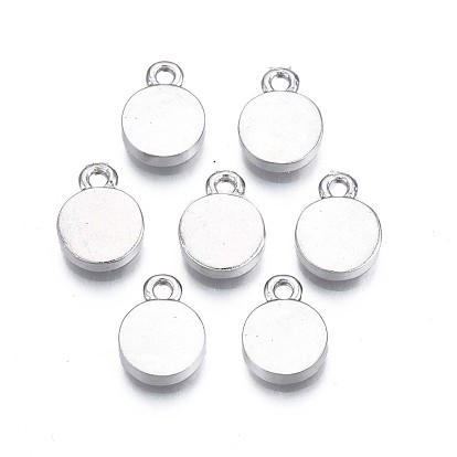 Alliage de placage de rack estampage blanc breloques d'étiquette, plat rond