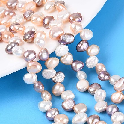 Нити из натурального культивированного пресноводного жемчуга, двух сторон полированной, Топ пробуренной