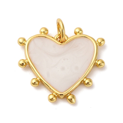 Латунь эмаль подвески, сердце прелести, с прыжковых колец, стойки покрытие, долговечный, без кадмия и без свинца, реальный 18 k позолоченный