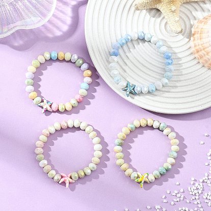 Браслеты из стеклянных и синтетических бирюзовых бусин, растянуть браслеты для девочки