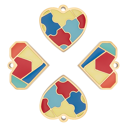 4 шт. 2 стиль вакуумное покрытие pvd 304 эмалированные подвески из нержавеющей стали, ручная полировка, сердце