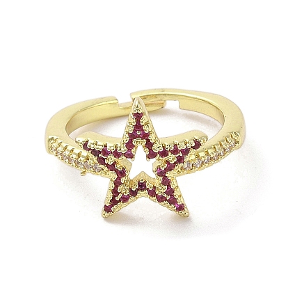 Brass Pave Cubic Zirconia Adjustable Rings, Star