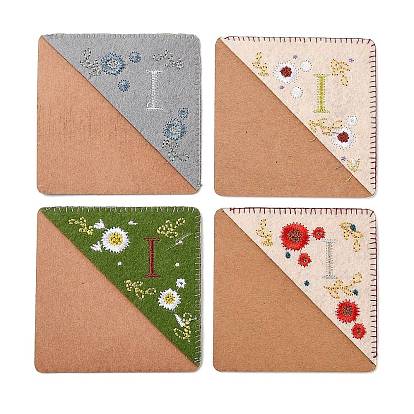 4pcs Brief personalisierte handgestickte Ecke Lesezeichen, Gesticktes Lesezeichen mit Vier-Jahreszeiten-Blume zum Lesen von Büchern