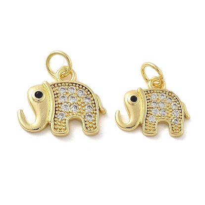Латунные микро проложить кубического циркония подвески, Слон прелести, без свинца и без кадмия, долговечный, стойки покрытие, с целью перехода в кольце