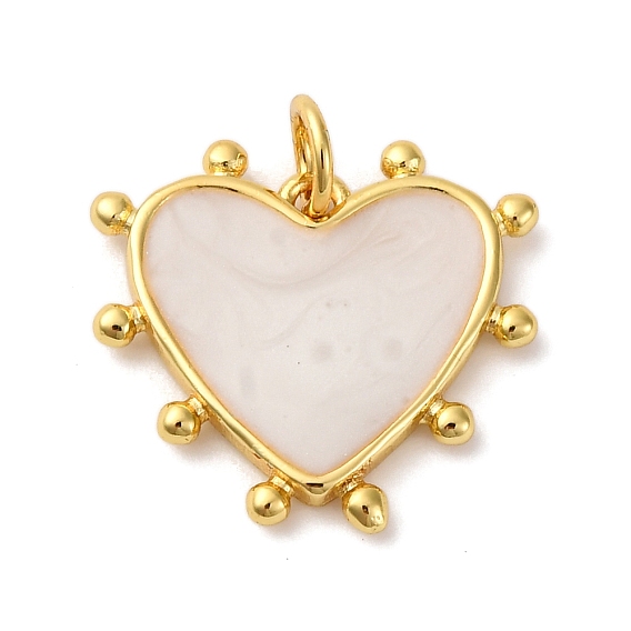 Латунь эмаль подвески, сердце прелести, с прыжковых колец, стойки покрытие, долговечный, без кадмия и без свинца, реальный 18 k позолоченный