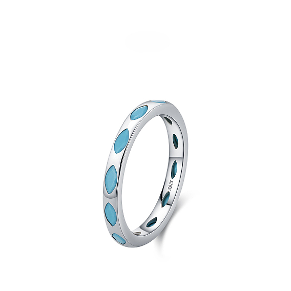 925 стерлингового серебра синтетический бирюзовый кольца палец, платина