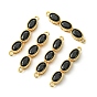 SHEGRACE Brass Pave Cubic Zirconia Triple Oval Links Connector Charms, Cadmium Free & Lead Free & Nickel Free