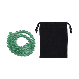 1 brin brins de perles d'aventurine verte naturelle, ronde, teint