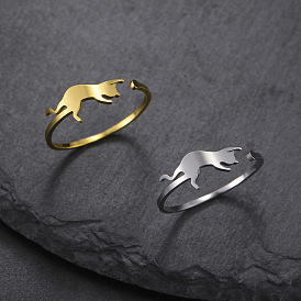 Cat Stainless Steel Adjustable Rings, Jewely for Unisex