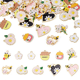 44шт. 11 стили подвесок из сплава и эмали, золотые